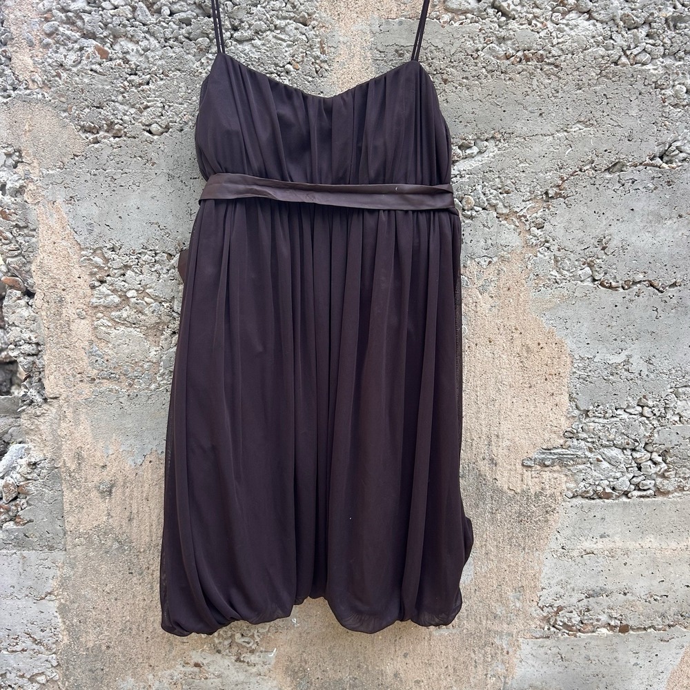 Vintage Rue 21 Brown Sheer Bubble Hem Cocktail Dress Y2K Fairy Whimsigoth 11/12